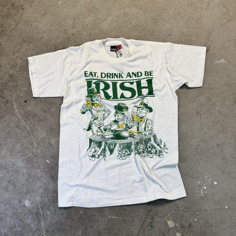 VTG 80s St. Patrick's Day Eat Drink And Be Irish T-Shirt Adult L Single Stitch